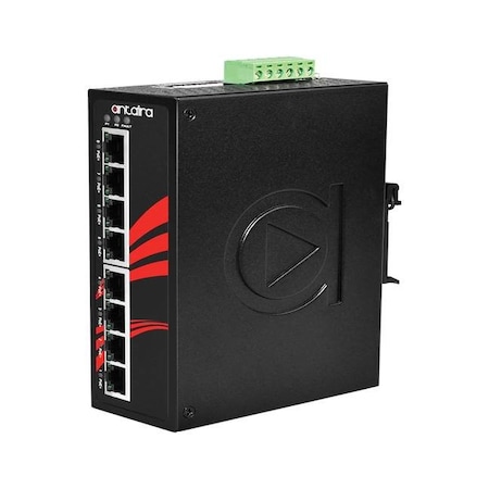 Antaira 8-Port Industrial PoE+ Unmanaged Ethernet Switch, w/8/10/100Tx 30W/Port, 12VDC-36VDC; EOT: -40-75C LNP-0800-24-T